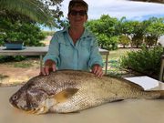 Robyn Coates gets a 94 cm Barra. Excellent catch